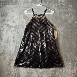 Amanda‎ Uprichard New York XS Halette Sequin Swing Dress Multi-Color Party New